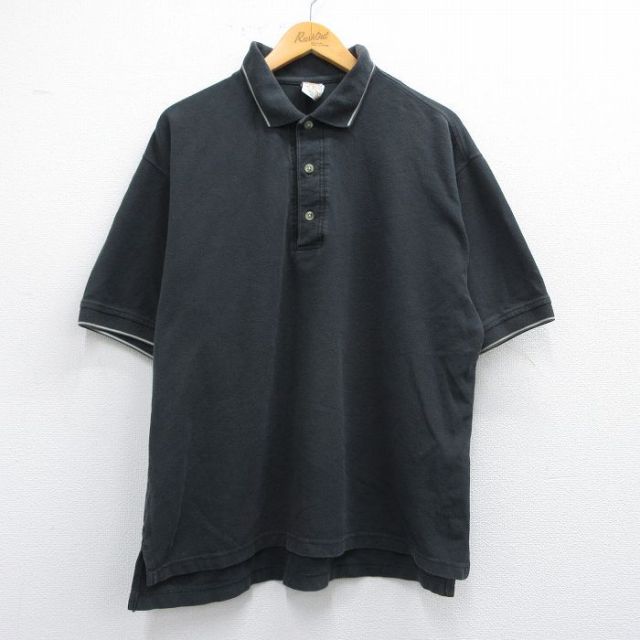 XL★古着 コロンビア COLUMBIA 半袖 ブランド ポロ シャツ メンズ 00年代 00s 鹿の子 大きいサイズ コットン 黒 ブラック 25may16 中古 トップス