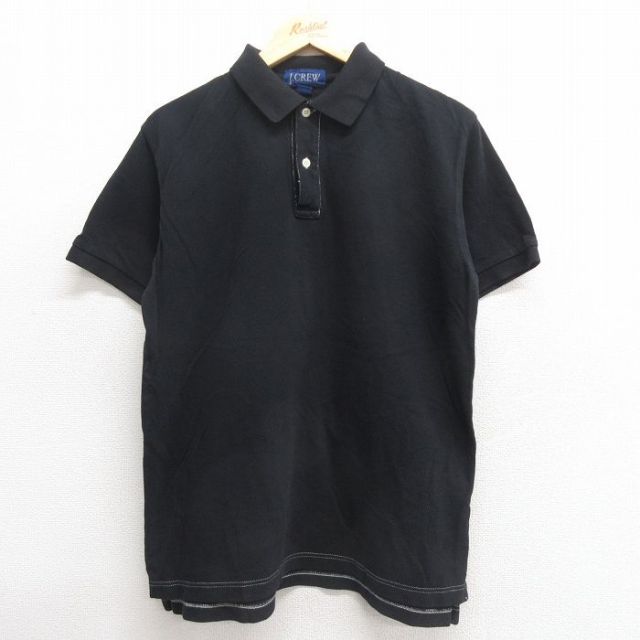 【50%OFF】L★古着 ジェイクルー J.CREW 半袖 ブランド ポロ シャツ メンズ 00年代 00s 鹿の子 コットン 黒 ブラック 25may27 中古 トップス