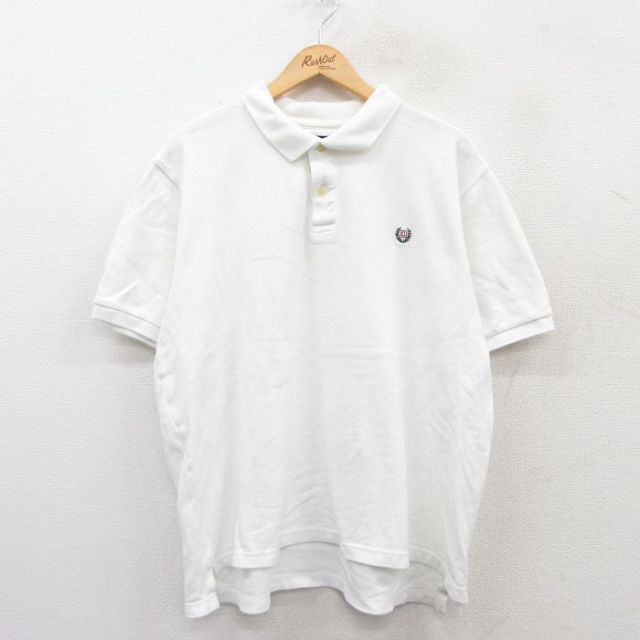 【50%OFF】XL★古着 チャップス 半袖 ブランド ポロ シャツ メンズ ワンポイントロゴ 鹿の子 大きいサイズ コットン 白 ホワイト 25jun02 中古 トップス