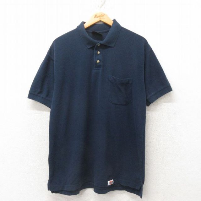 【50%OFF】XL★古着 ディッキーズ Dickies 半袖 ブランド ポロ シャツ メンズ 鹿の子 黒 ブラック 25jun04 中古 トップス
