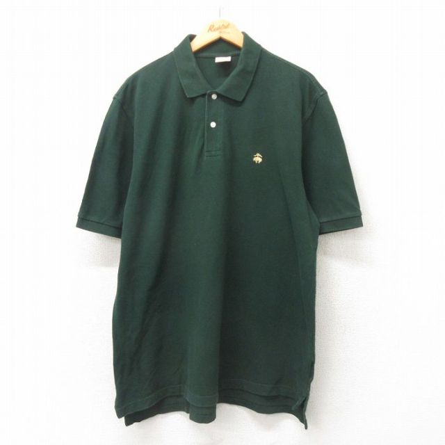 XL★古着 ブルックスブラザーズ BROOKS BROTHERS 半袖 ブランド ポロ シャツ メンズ ワンポイントロゴ 鹿の子 大きいサイズ コットン 緑 グリーン 25jun04 中古 トップス