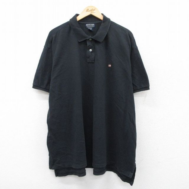 XL★古着 ラルフローレン Ralph Lauren ポロジーンズ 半袖 ブランド ポロ シャツ メンズ 90年代 90s ワンポイントロゴ 鹿の子 大きいサイズ コットン 黒 ブラック 25jun05 中古 トップス