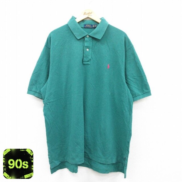 【50%OFF】ラルフローレン 90s 半袖ポロシャツ ワンポイントロゴ グリーン XL | 古着