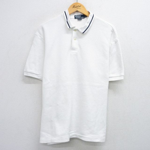 XL★古着 ラルフローレン Ralph Lauren 半袖 ブランド ポロ シャツ メンズ 90年代 90s 大きいサイズ コットン 白他 ホワイト 25jun06 中古 トップス