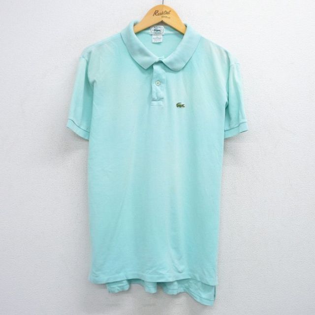 XL★古着 ラコステ LACOSTE IZOD 半袖 ブランド ポロ シャツ メンズ 90年代 90s ワンポイントロゴ 鹿の子 大きいサイズ コットン USA製 薄緑系 グリーン 25jun06 中古 トップス