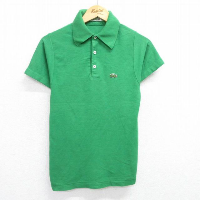 S★古着 ラコステ LACOSTE 半袖 ブランド ポロ シャツ メンズ 70年代 70s ワンポイントロゴ 緑 グリーン 25jun06 中古 トップス