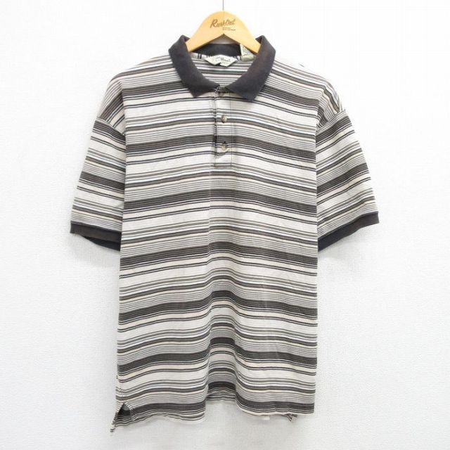 【50%OFF】エディーバウアー 00s 半袖ポロシャツ ボーダー カーキ XL | 古着