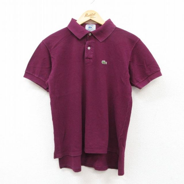 M★古着 ラコステ LACOSTE IZOD 半袖 ブランド ポロ シャツ メンズ 90年代 90s 鹿の子 コットン エンジ 25jun17 中古 トップス