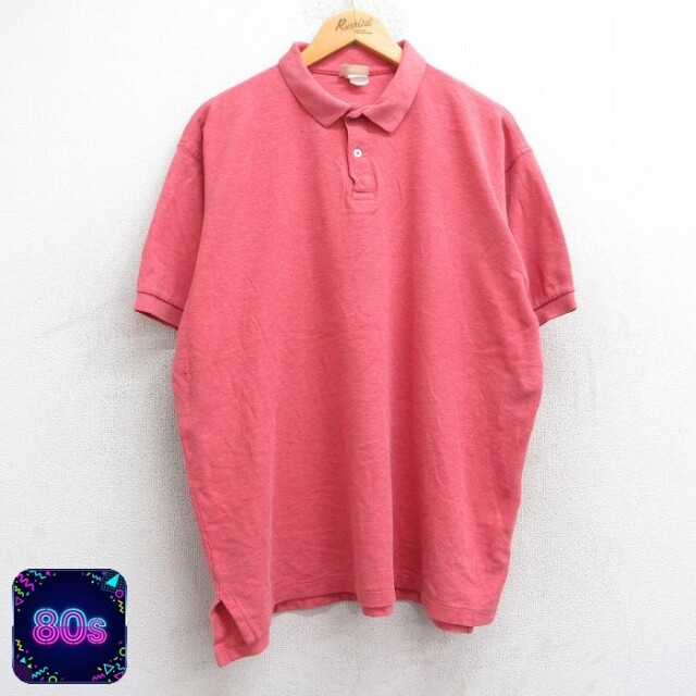 【50%OFF】エルエルビーン 80s 半袖ポロシャツ 鹿の子 レッド XL | 古着
