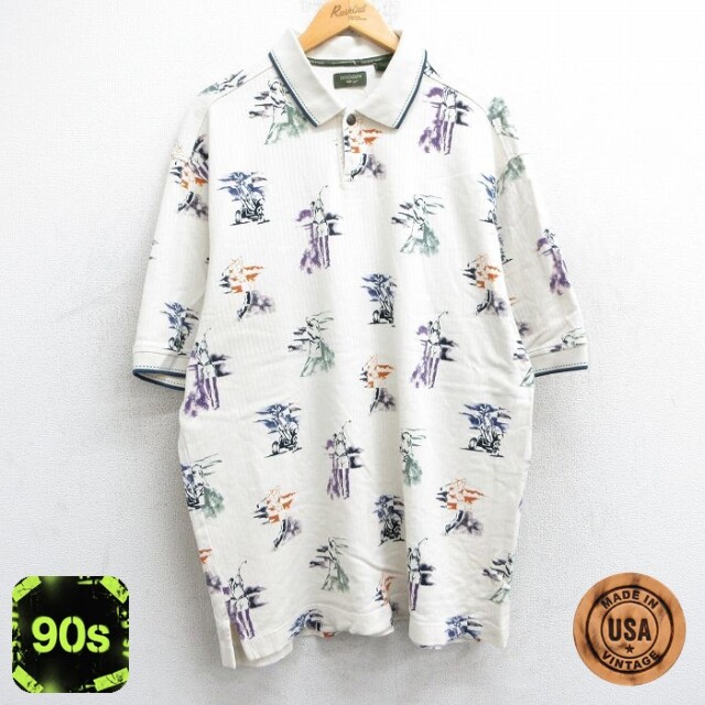 【50%OFF】ドッカーズ 90s 半袖ポロシャツ ゴルフ ホワイト XL | 古着