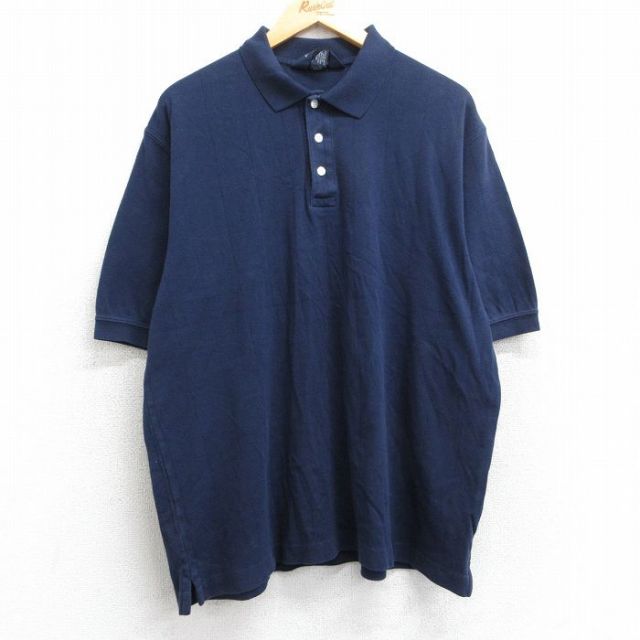XL★古着 ランズエンド 半袖 ブランド ポロ シャツ メンズ 00年代 00s コットン 紺 ネイビー 25jun18 中古 トップス