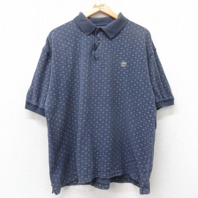 ティンバーランド 半袖ポロシャツ ワンポイントロゴ ネイビー XL | 古着