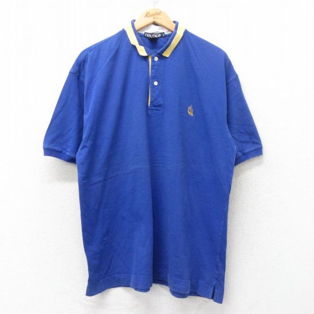 【50%OFF】ノーティカ 90s 半袖ポロシャツ ワンポイントロゴ ブルー XL | 古着
