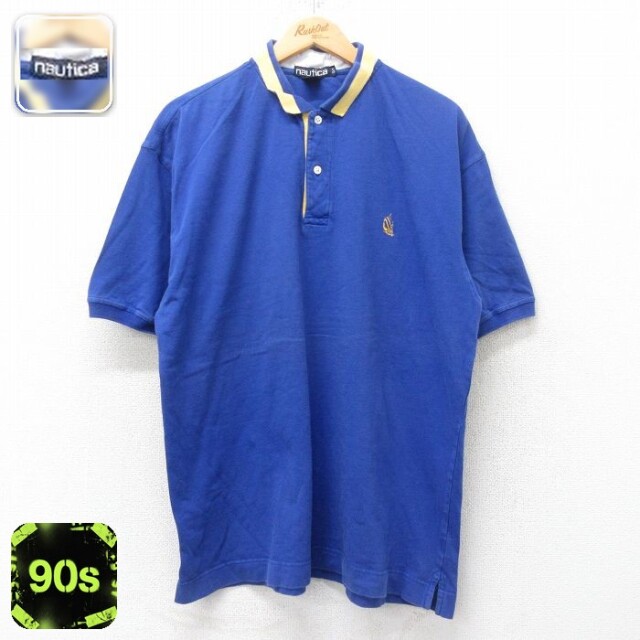 【50%OFF】ノーティカ 90s 半袖ポロシャツ ワンポイントロゴ ブルー XL | 古着