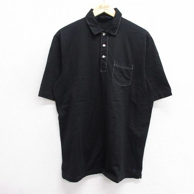 L★古着 ラルフローレン Ralph Lauren ポロゴルフ 半袖 ブランド ポロ シャツ メンズ 90年代 90s ワンポイントロゴ 裾ロゴ コットン 黒 ブラック 【spe】 25jun20 中古 トップス