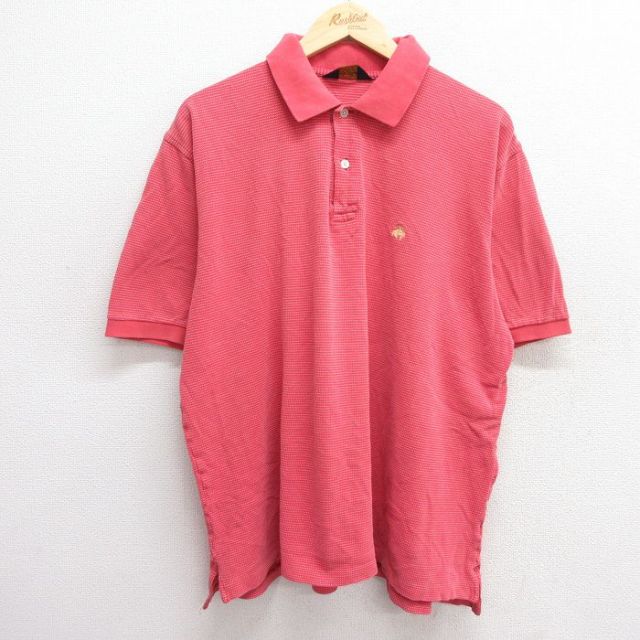 XL★古着 ブルックスブラザーズ BROOKS BROTHERS 半袖 ブランド ポロ シャツ メンズ 00年代 00s ワンポイントロゴ 大きいサイズ コットン赤系他 レッド 25jun20 中古 トップス