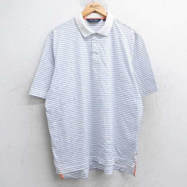 【50%OFF】XL★古着 ラルフローレン Ralph Lauren ポロゴルフ 半袖 ブランド ポロ シャツ メンズ 90年代 90s 大きいサイズ コットン 白他 ホワイト ボーダー 25jun25 中古 トップス