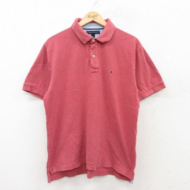 【50%OFF】トミーヒルフィガー 半袖ポロシャツ ワンポイントロゴ レッド XL | 古着