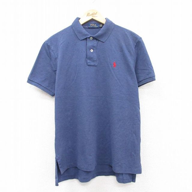 L★古着 ラルフローレン Ralph Lauren 半袖 ブランド ポロ シャツ メンズ ワンポイントロゴ 紺 ネイビー 25jun28 中古 トップス