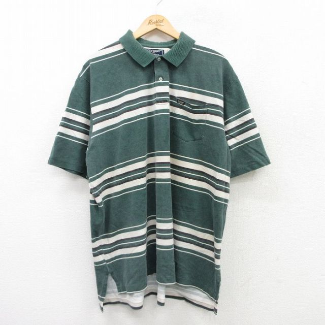【50%OFF】ラルフローレン ポロスポーツ 半袖ポロシャツ ワンポイント グリーンボーダー XL | 古着