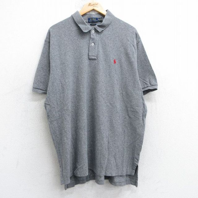 【50%OFF】XL★古着 ラルフローレン Ralph Lauren 半袖 ブランド ポロ シャツ メンズ ワンポイントロゴ 鹿の子 大きいサイズ コットン グレー 25jul18 中古 トップス