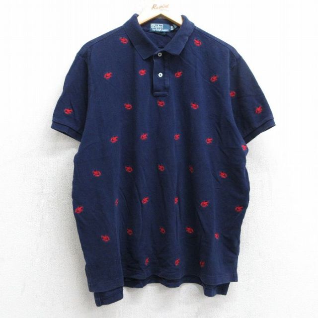 レトロ古着 ポロシャツ 刺繍 襟付き アメカジ c-boy 半袖シャツ XL 古着通販 XL☆古着 半袖 ポロ シャツ メンズ 90年代 90s ハード