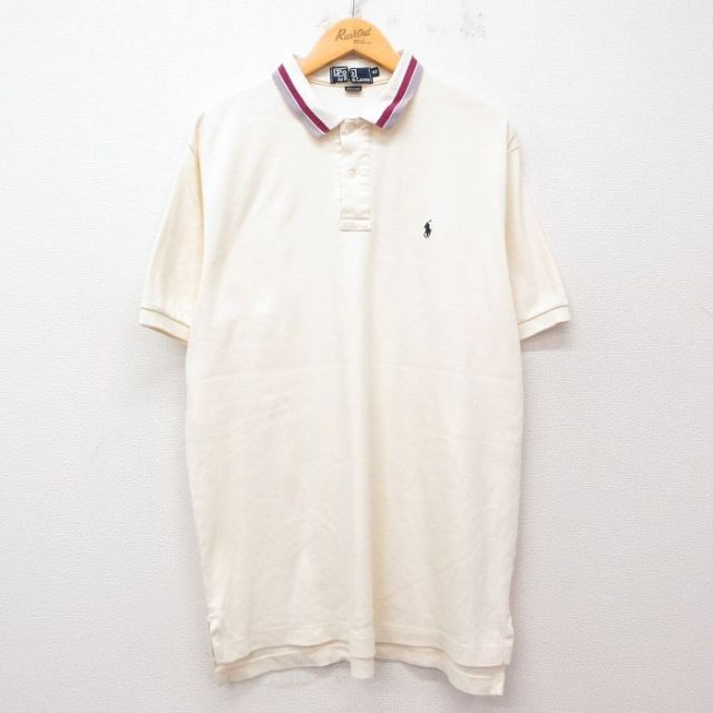 【50%OFF】ラルフローレン 90s 半袖ポロシャツ ワンポイントロゴ 生成り ベージュ XL | 古着