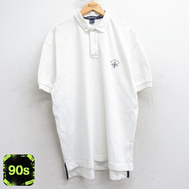 【50%OFF】ノーティカ 90s 半袖ポロシャツ ワンポイントロゴ ホワイト XL | 古着