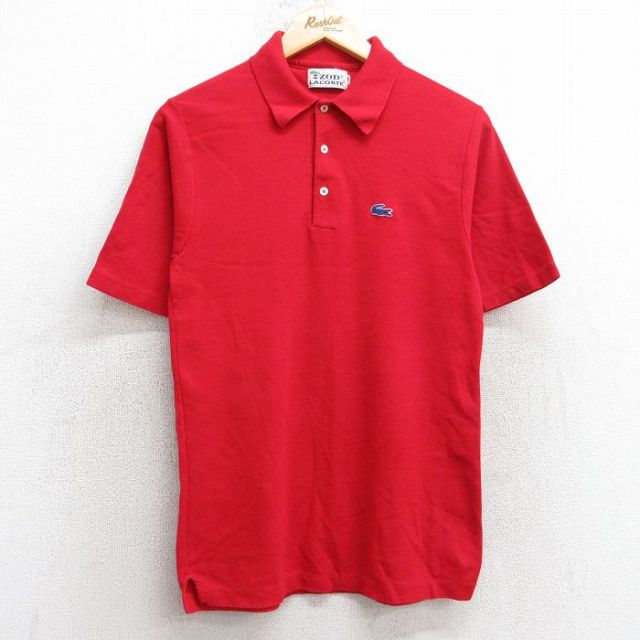 【20%OFF】S★古着 ラコステ LACOSTE IZOD 半袖 ブランド ポロ シャツ メンズ 80年代 80s ワンポイントロゴ USA製 赤 レッド 25jul30 中古 トップス