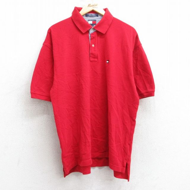 【50%OFF】トミーヒルフィガー 90s 半袖ポロシャツ ワンポイントロゴ レッド XL | 古着