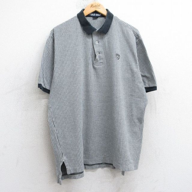 【50%OFF】XL★古着 ラルフローレン Ralph Lauren ポロゴルフ 半袖 ブランド ポロ シャツ メンズ 90年代 90s ワンポイントロゴ 大きいサイズ コットン カナダ製 グレー他 チェック 25aug05 中古 トップス
