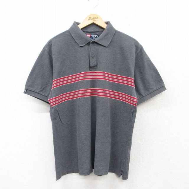 XL★古着 ラルフローレン Ralph Lauren チャップス 半袖 ブランド ポロ シャツ メンズ 90年代 90s 鹿の子 コットン グレー 霜降り 25aug05 中古 トップス