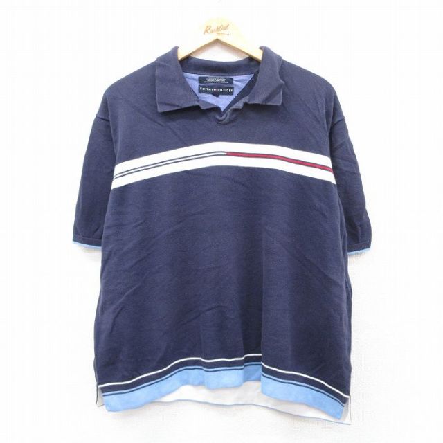 【50%OFF】トミーヒルフィガー 半袖ポロシャツ ネイビー XL | 古着