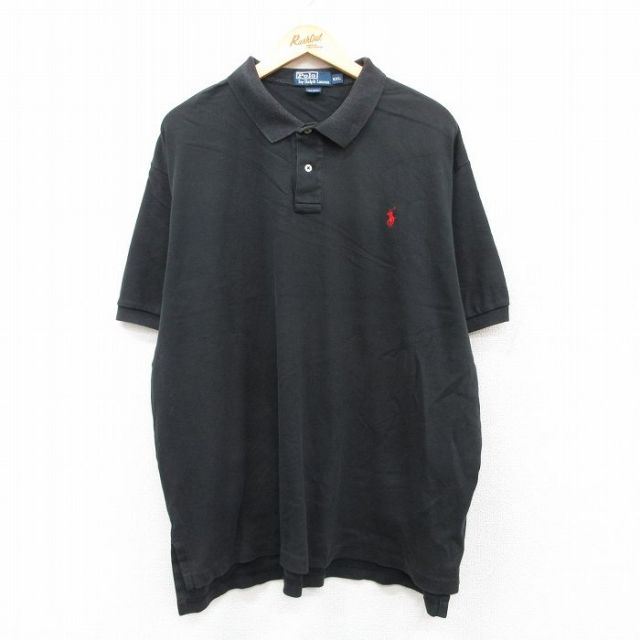 レア USA古着○ポロラルフローレン ポロシャツ 半袖 ブラック 2XL 中古・古着通販】POLO RALPH LAUREN (ポロ・ラルフローレン