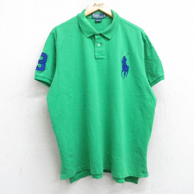 ラルフローレン 半袖 ポロシャツ XL グリーン　90年代 古着通販 XL☆古着 ラルフローレン 半袖 ブランド ポロ シャツ