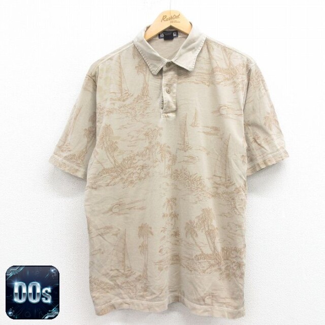 【50%OFF】ランズエンド 00s 半袖ポロシャツ ヤシの木 ベージュ L | 古着