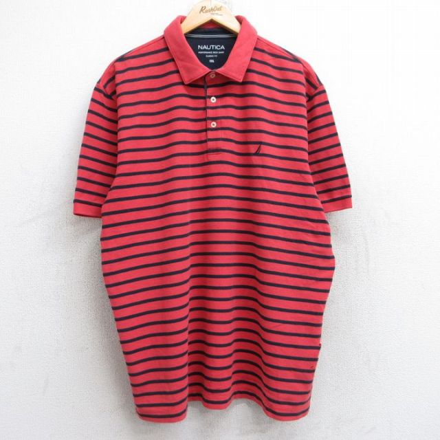 【50%OFF】ノーティカ 半袖ポロシャツ ワンポイントロゴ レッド XL | 古着