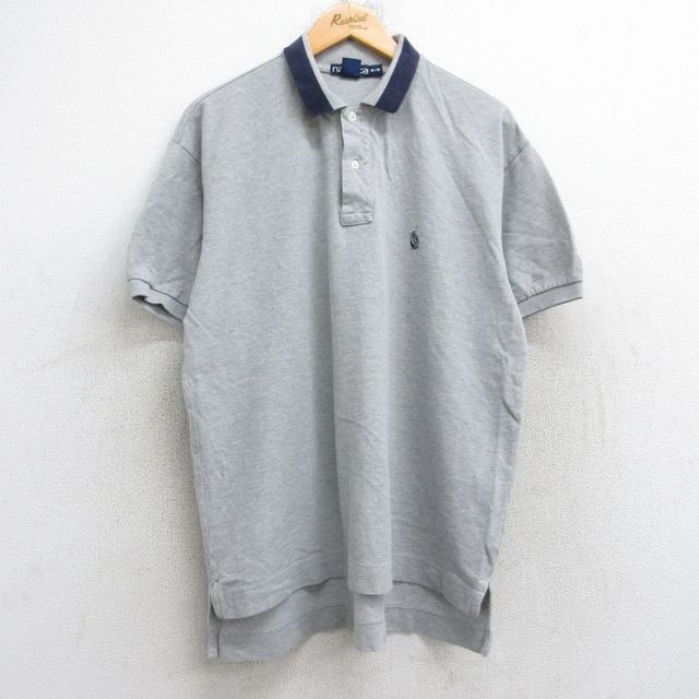 XL★古着 ノーティカ NAUTICA 半袖 ブランド ポロ シャツ メンズ 90年代 90s ワンポイントロゴ 鹿の子 コットン カナダ製 グレー 霜降り 25aug25 中古 トップス