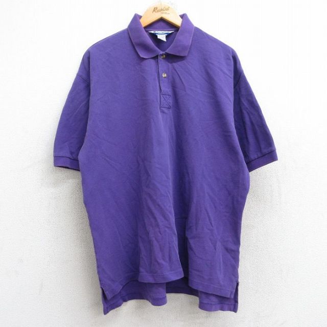 【50%OFF】チャンピオン 90s 半袖ポロシャツ 鹿の子 パープル XL | 古着