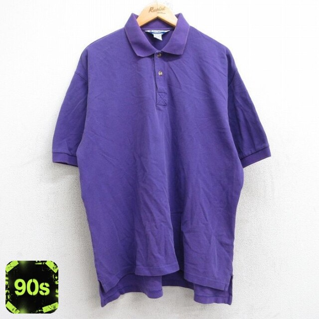 【50%OFF】チャンピオン 90s 半袖ポロシャツ 鹿の子 パープル XL | 古着