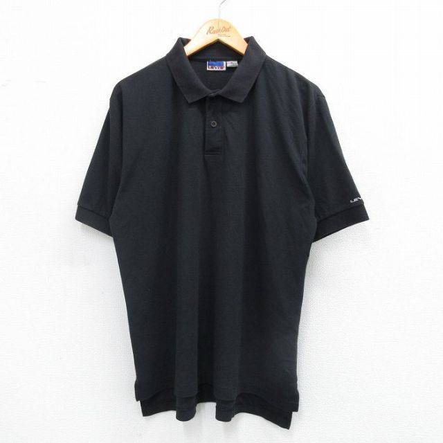 【50%OFF】XL★古着 リーバイス Levis 半袖 ブランド ポロ シャツ メンズ 90年代 90s 鹿の子 大きいサイズ 黒 ブラック 25aug25 中古 トップス
