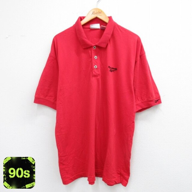 【50%OFF】リーボック 90s 半袖ポロシャツ ワンポイントロゴ レッド XL | 古着