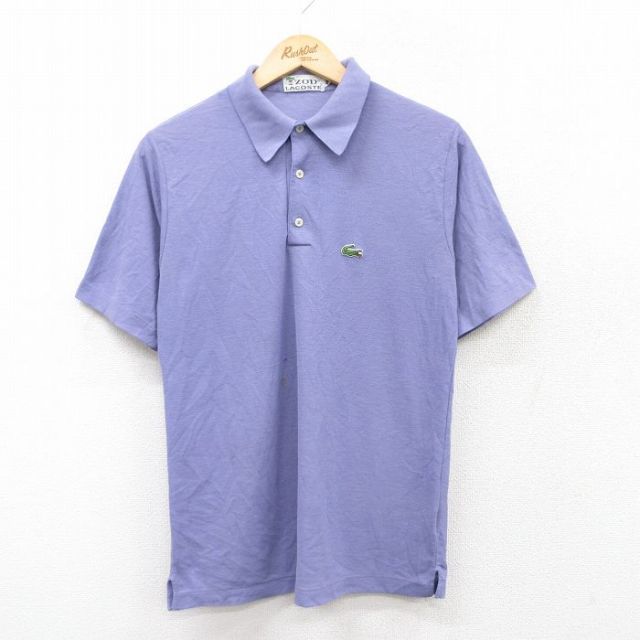 【50%OFF】S★古着 ラコステ LACOSTE IZOD 半袖 ブランド ポロ シャツ メンズ 80年代 80s ワンポイントロゴ 薄紫 パープル 25aug25 中古 トップス
