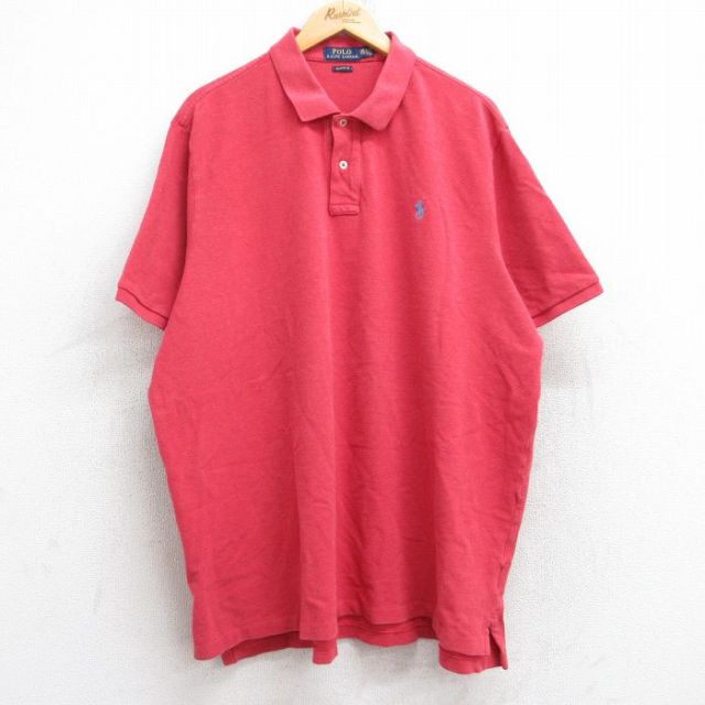 ラルフローレン 半袖ポロシャツ ワンポイントロゴ レッド XL | 古着
