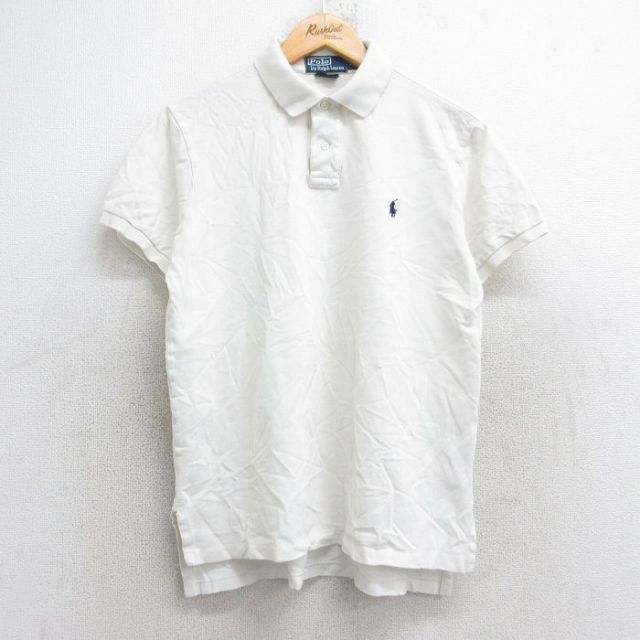 M★古着 ラルフローレン Ralph Lauren 半袖 ブランド ポロ シャツ メンズ 90年代 90s ワンポイントロゴ 鹿の子 コットン 白 ホワイト 25aug26 中古 トップス