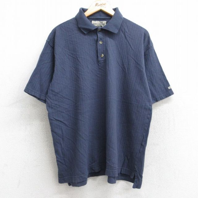 XL★古着 ドッカーズ 半袖 ブランド ポロ シャツ メンズ 大きいサイズ コットン 紺 ネイビー 25aug26 中古 トップス