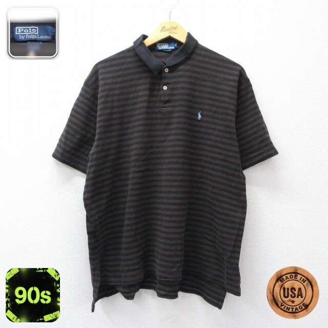 【20%OFF】ラルフローレン 90s 半袖ポロシャツ ワンポイントロゴ ブラック メンズXL相当 | 古着