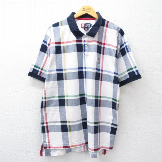 ラルフローレン 90s 半袖ポロシャツ ワンポイントロゴ ホワイトチェック XL | 古着