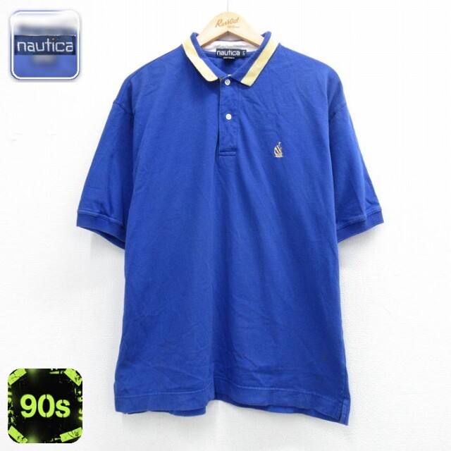 【20%OFF】ノーティカ 90s 半袖ポロシャツ ワンポイントロゴ ブルー メンズXL相当 | 古着