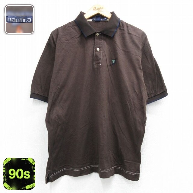 【20%OFF】ノーティカ 90s 半袖ポロシャツ ワンポイントロゴ ブラウン メンズXL相当 | 古着
